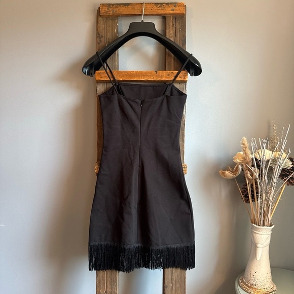 Reformation Aphelia Mini Dress Womens Size‎ XS Black Fringe Trim Strap Boho Chic - Picture 5 of 7
